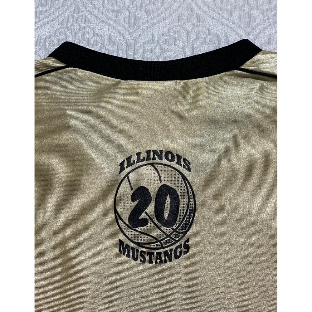 Vintage USA Teamwork Athletic Apparel Illinois Mustangs Jersey Gold Black L 42 - Picture 4 of 9